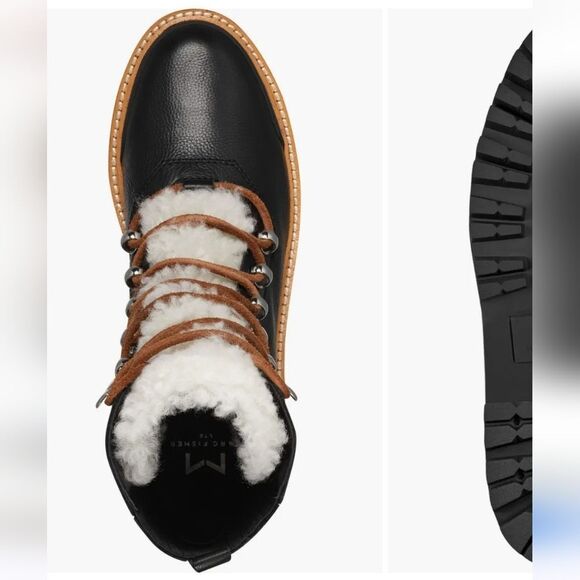 Women's Black Leather Boots with Shearling Lining - Picture 5 of 10